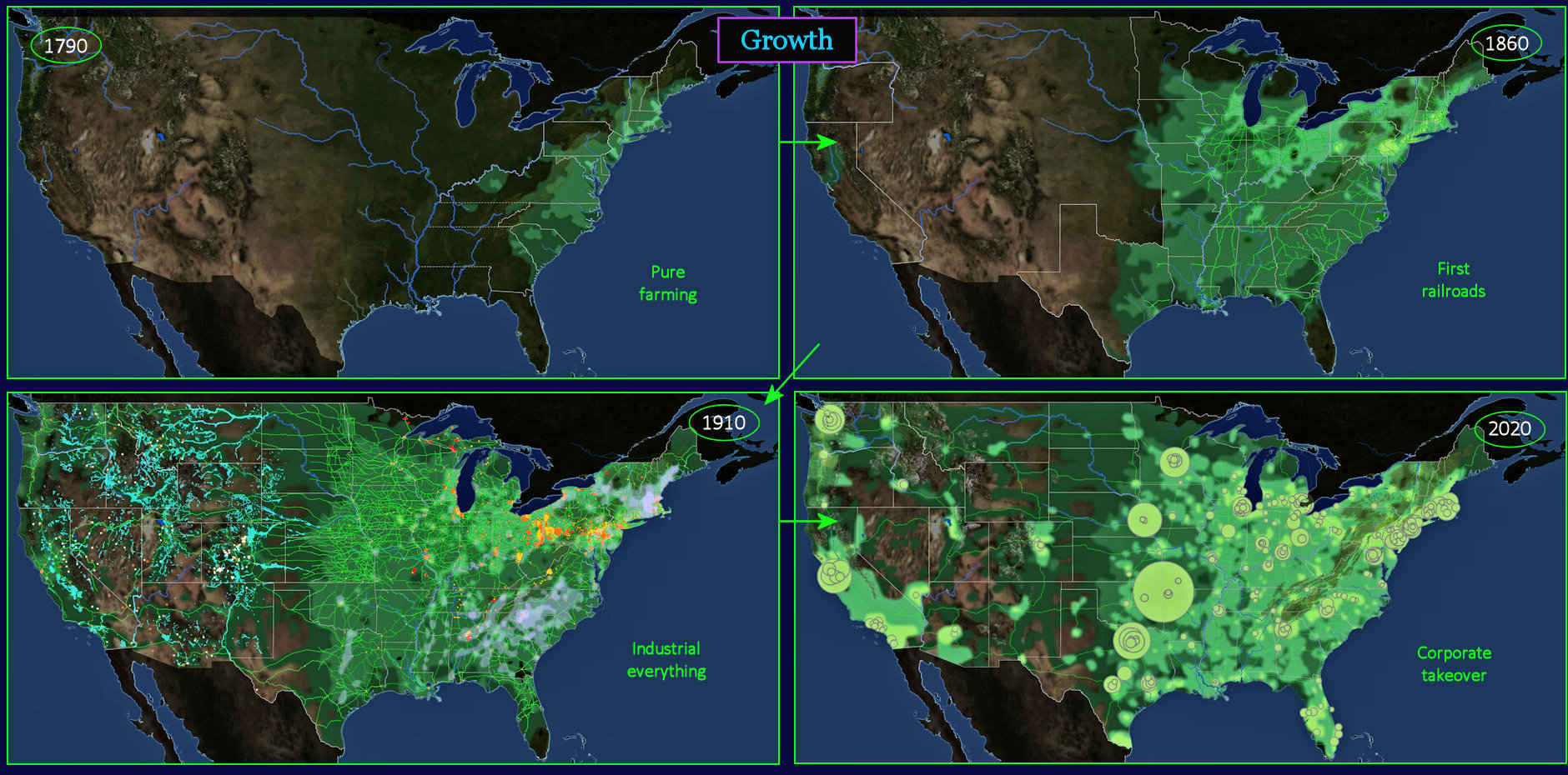Accelerating Growth, 1790-2020 maps